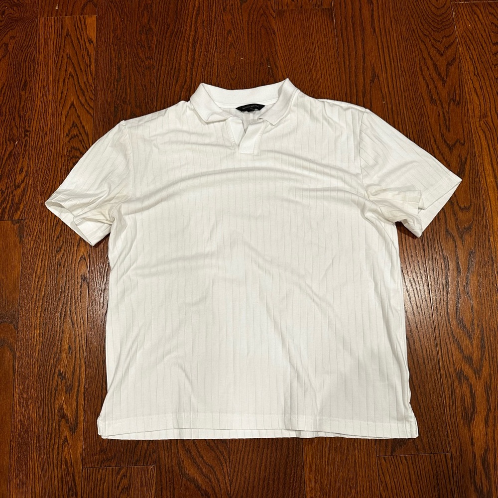 Banana Republic Men’s White Ribbed Polo Sz Large